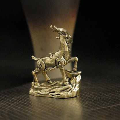 Miniature Brass Goat Sculpture