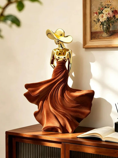 Electroplated Flocked Figure Sculpture