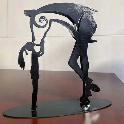 Sacred Bond - Hand-Forged Horse &amp; Human Sculpture