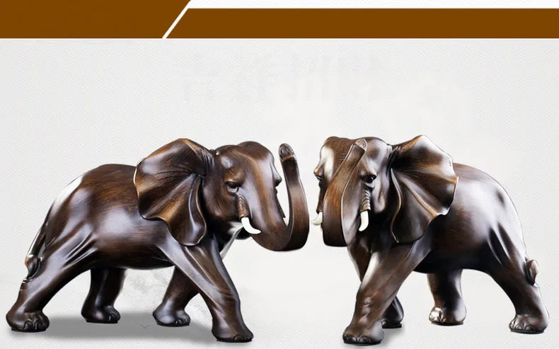 The Majestic Presence - Elephant Sculpture in Wood-Grain Resin