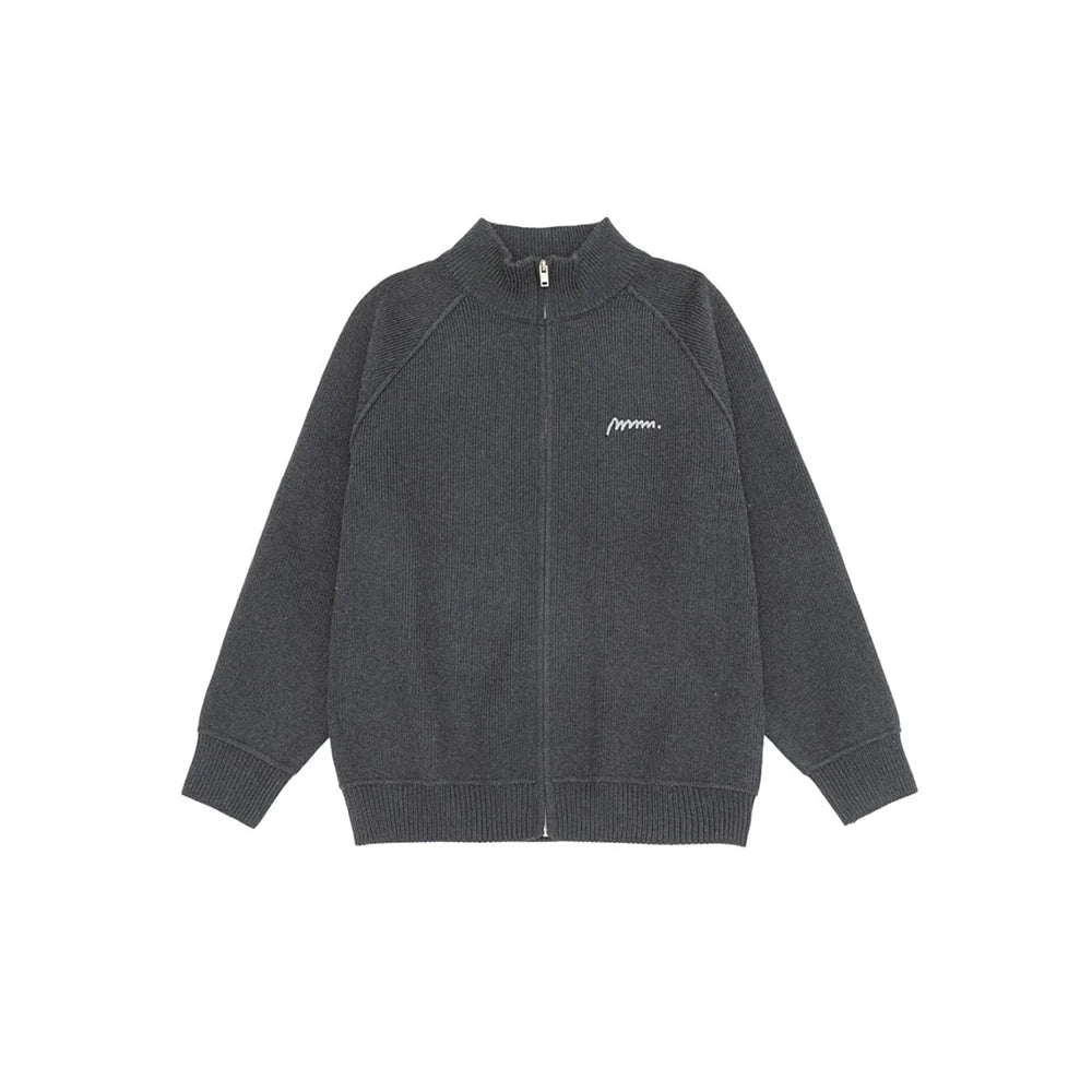 Collar Knitted Zipper Cardigan