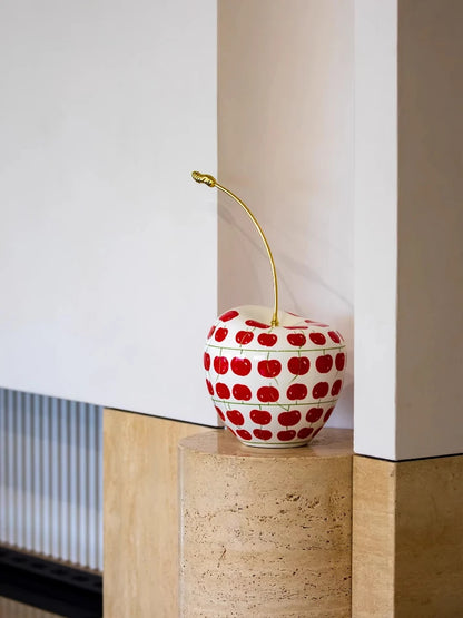 Hand-Painted Ceramic Cherry Ornament
