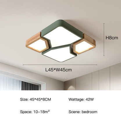 Geometra - Nordic Style Geometric Ceiling Light with Wood Finish
