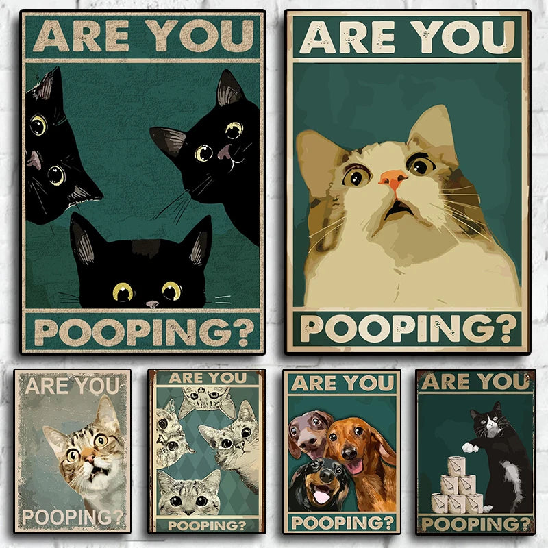 Are You Pooping? - Vintage Bathroom Wall Art