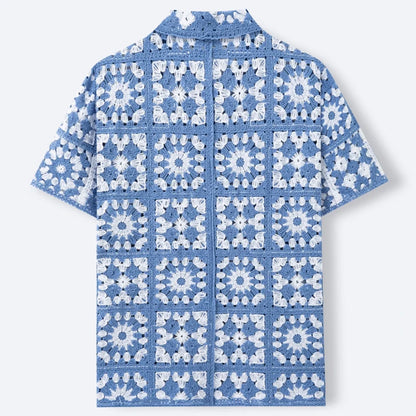 Floral Crochet Knit Shirt