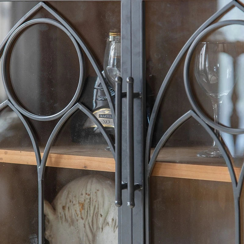 American Retro Carved Glass Wine Cabinet