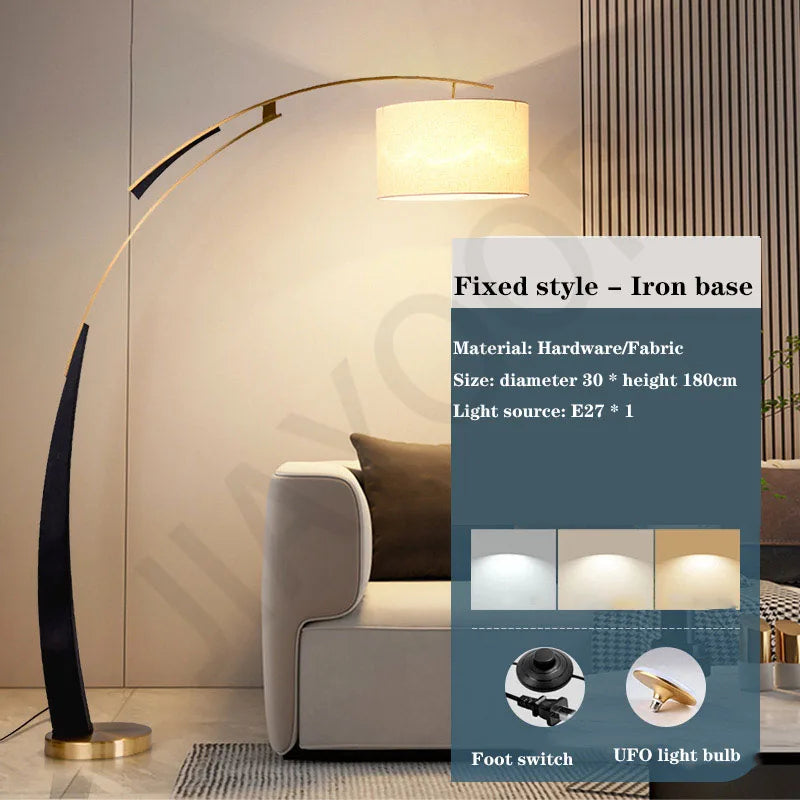Arc Floor Lamp – Black and Gold Bow