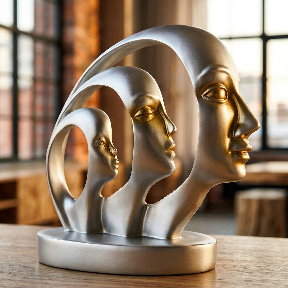 Abstract Resin Face Sculpture