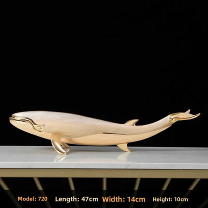 Enameled Alloy Whale Sculpture