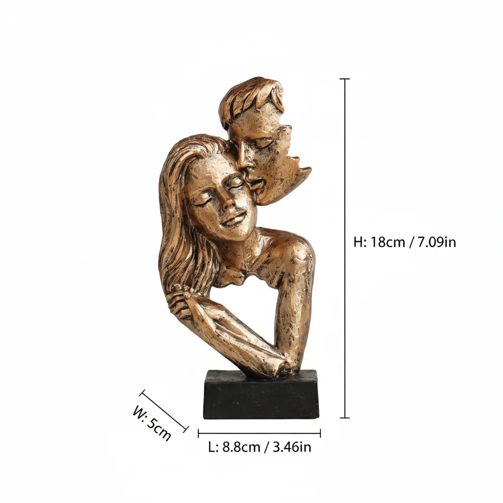 Vintage Bronze Embracing Couple Figurine