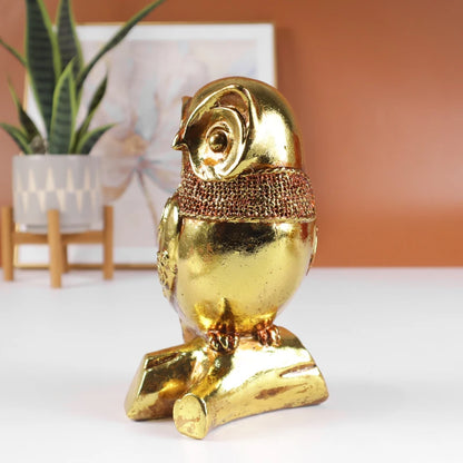 The Watchful - Golden Owl Sculpture in Metallic Resin