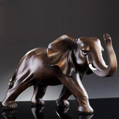 The Majestic Presence - Elephant Sculpture in Wood-Grain Resin