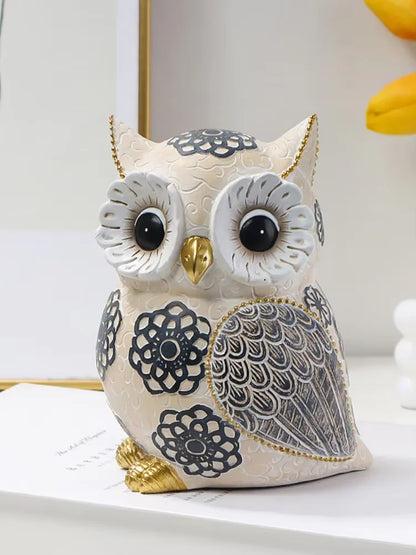 Floral Motif Owl Figurine