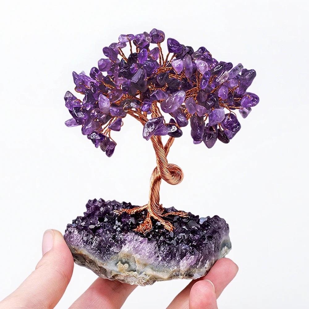 The Amethyst Grove - Wire-Wrapped Crystal Tree on Natural Base