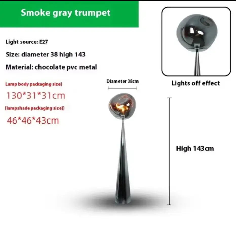 The Vulcan - Organic Form Floor Lamp with Smoke Gray Shade