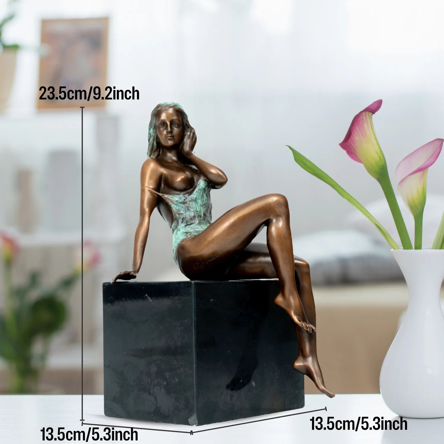 CONTEMPLATIVE FIGURE | Bronze on Marble