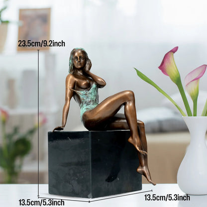 CONTEMPLATIVE FIGURE | Bronze on Marble