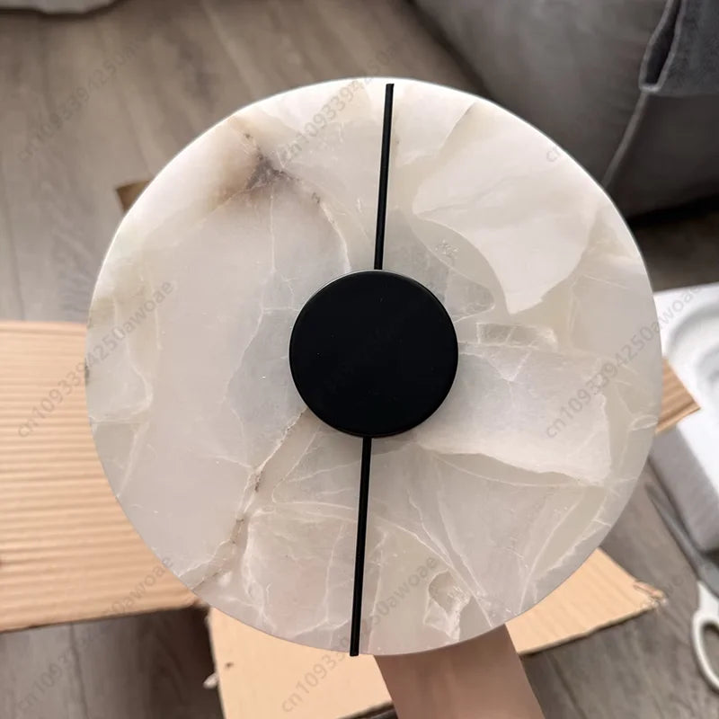 Round Alabaster Marble Wall Sconce
