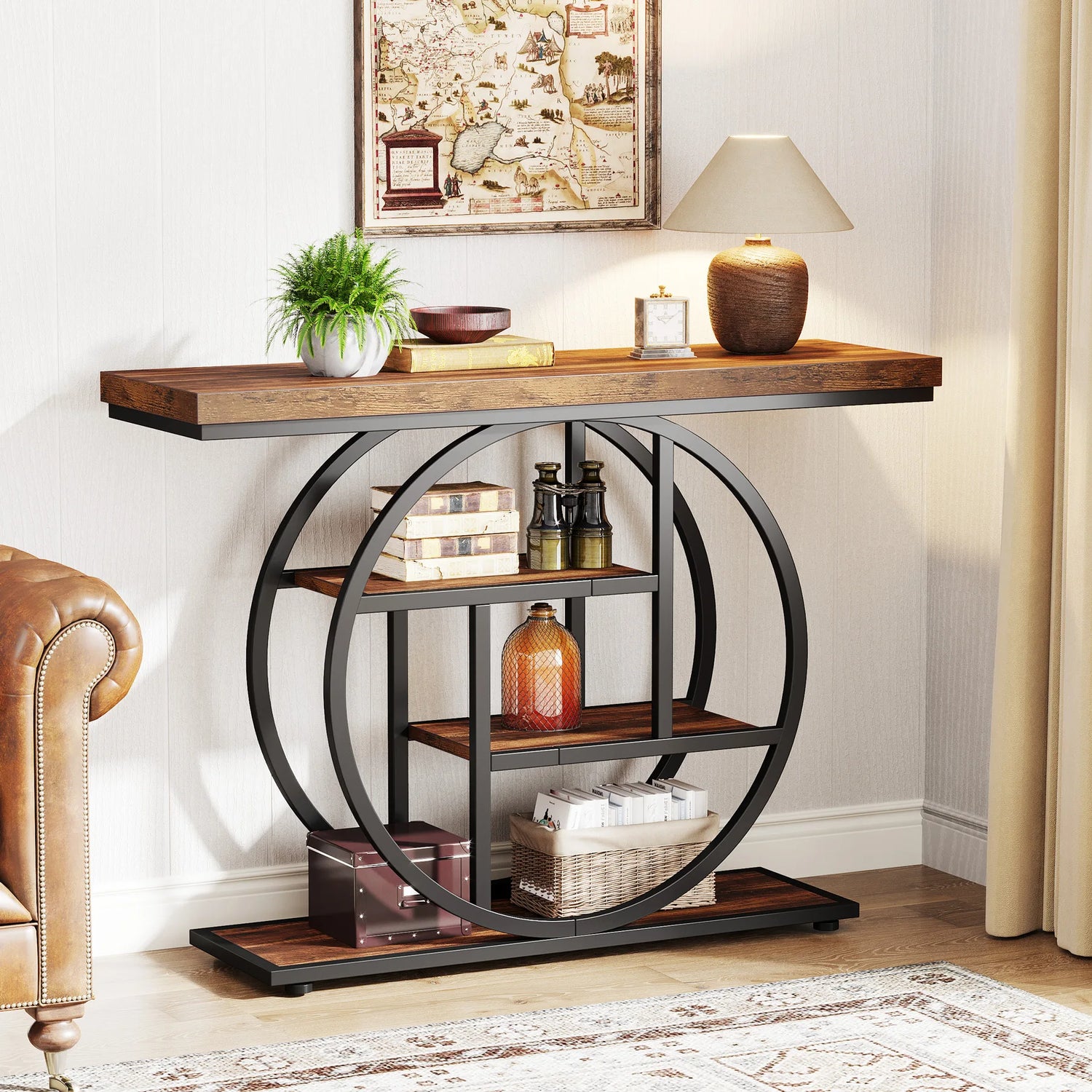 Modern Iron &amp; Wood Entrance Table