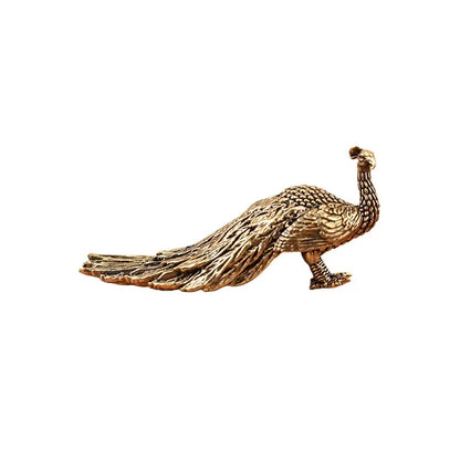 Miniature Brass Peacock Sculpture