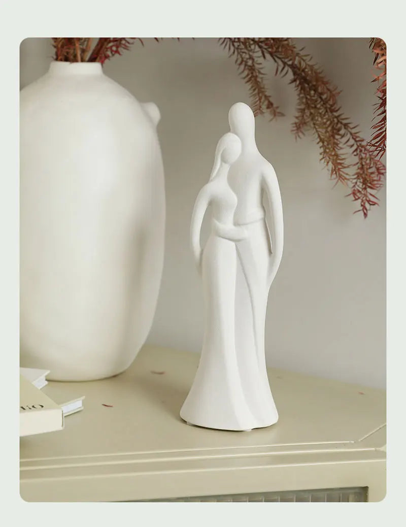 Nordic Pop Art Ceramic Couple Sculpture