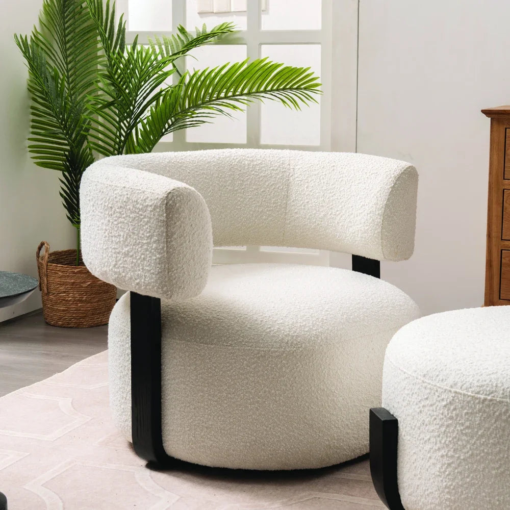 Curved Boucle Lounge Chair