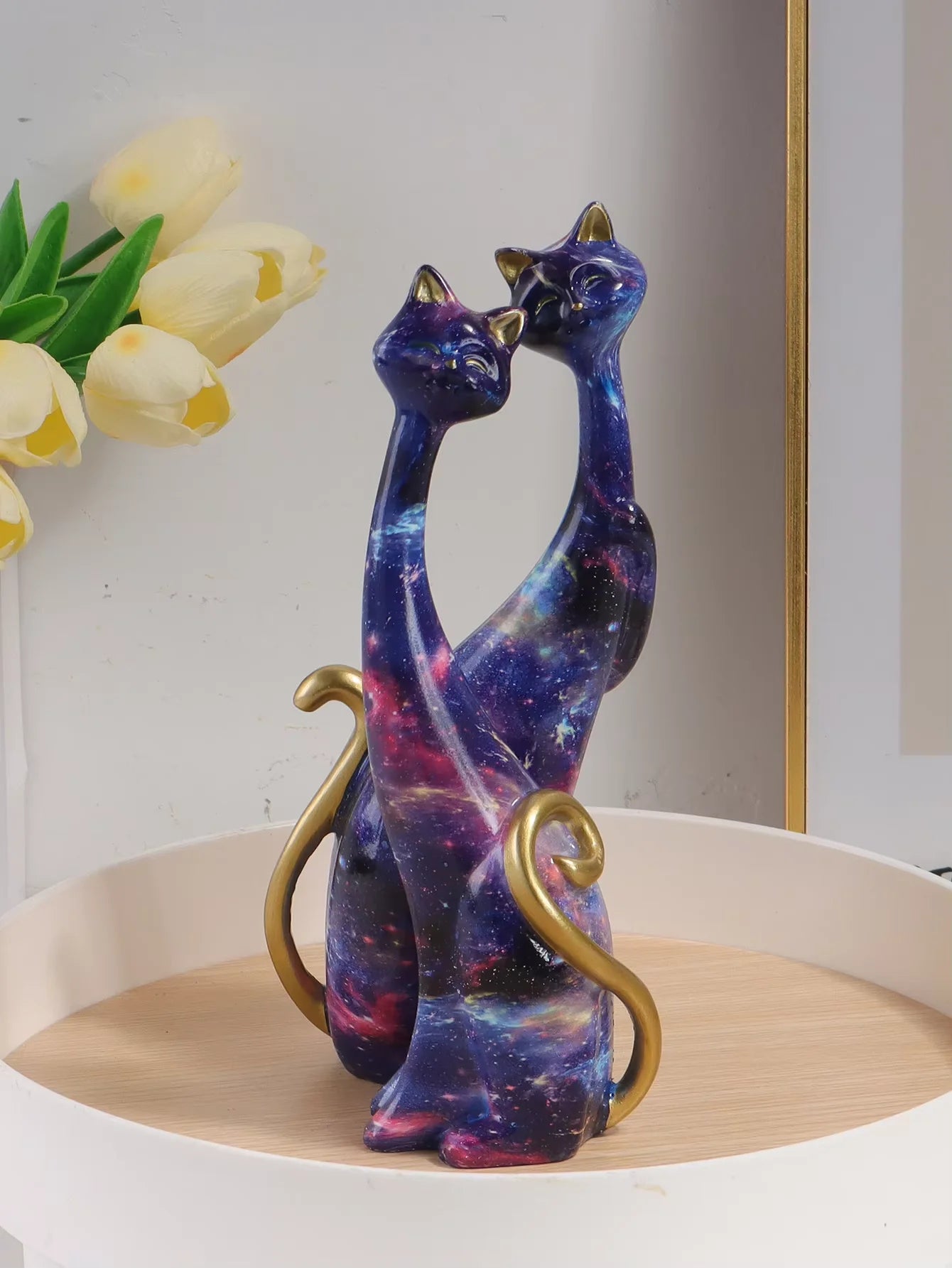 Sophisticats - Watercolor Cat Pair Sculpture