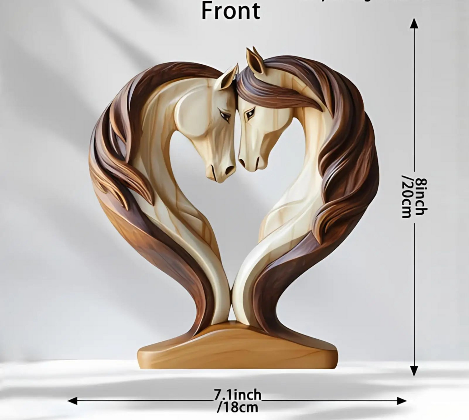 The Embrace - Two Horse Silhouette in Natural Wood