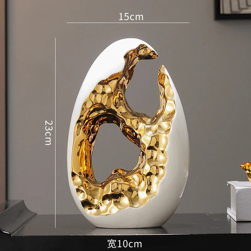 Egg Sculpture – Abstract Metallic Statement Piece