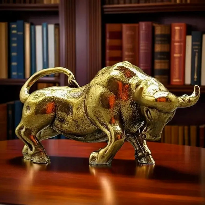 Miniature Brass Bull Sculpture