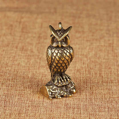 Miniature Brass Owl Sculpture