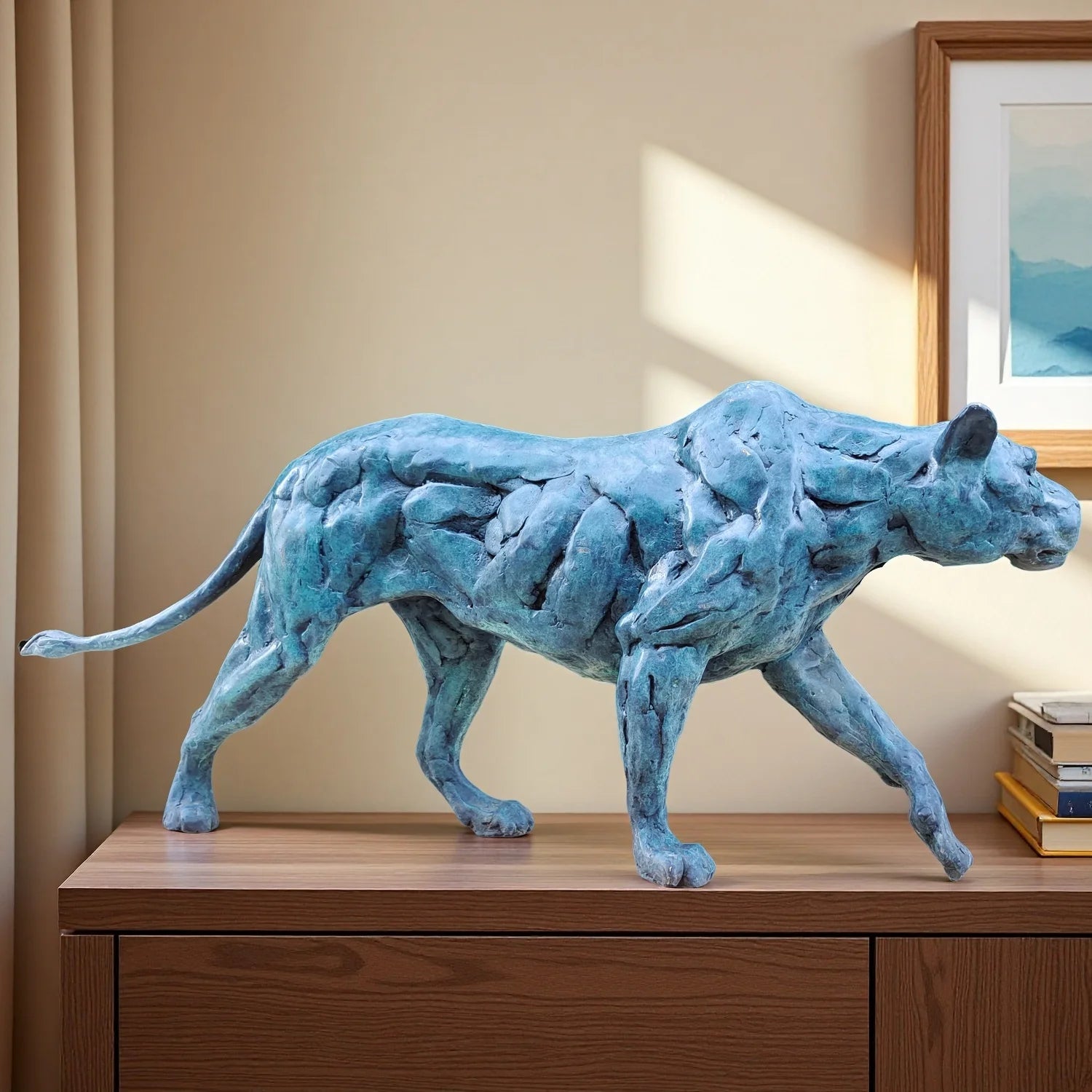 STRIDING PANTHER SCULPTURE | Oxidized Bronze
