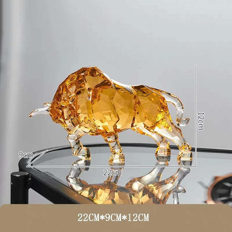 FACETED CRYSTAL BULL SCULPTURE