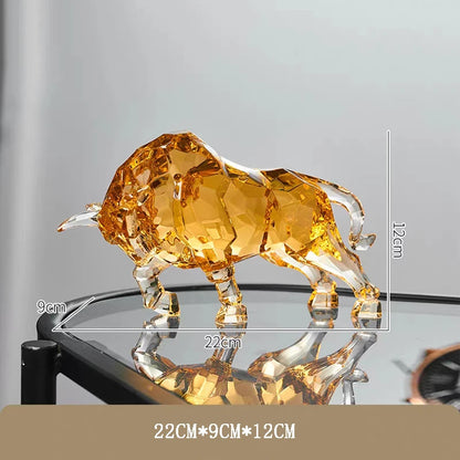 FACETED CRYSTAL BULL SCULPTURE