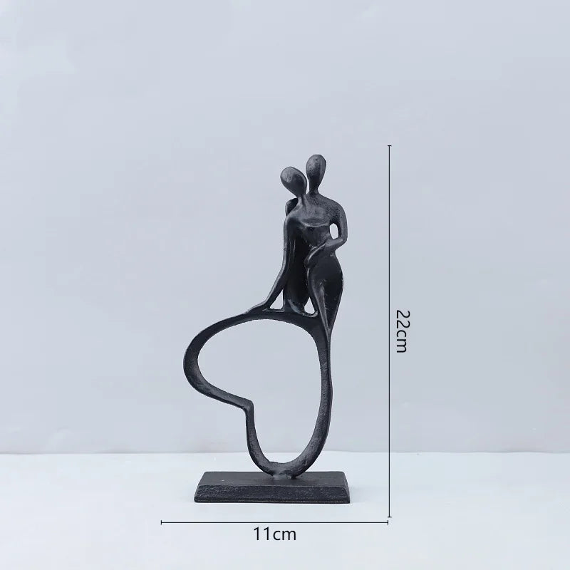 Heart Silhouette Couple Cast Iron Sculpture