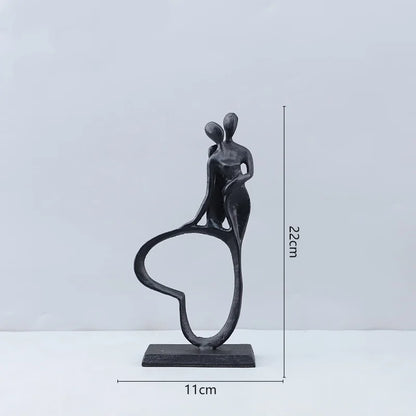 Heart Silhouette Couple Cast Iron Sculpture