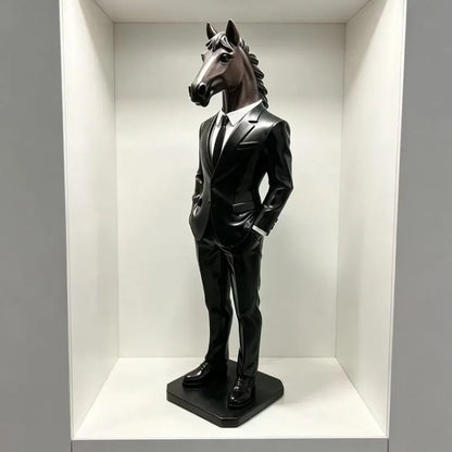 Suited Horse Resin Sculpture