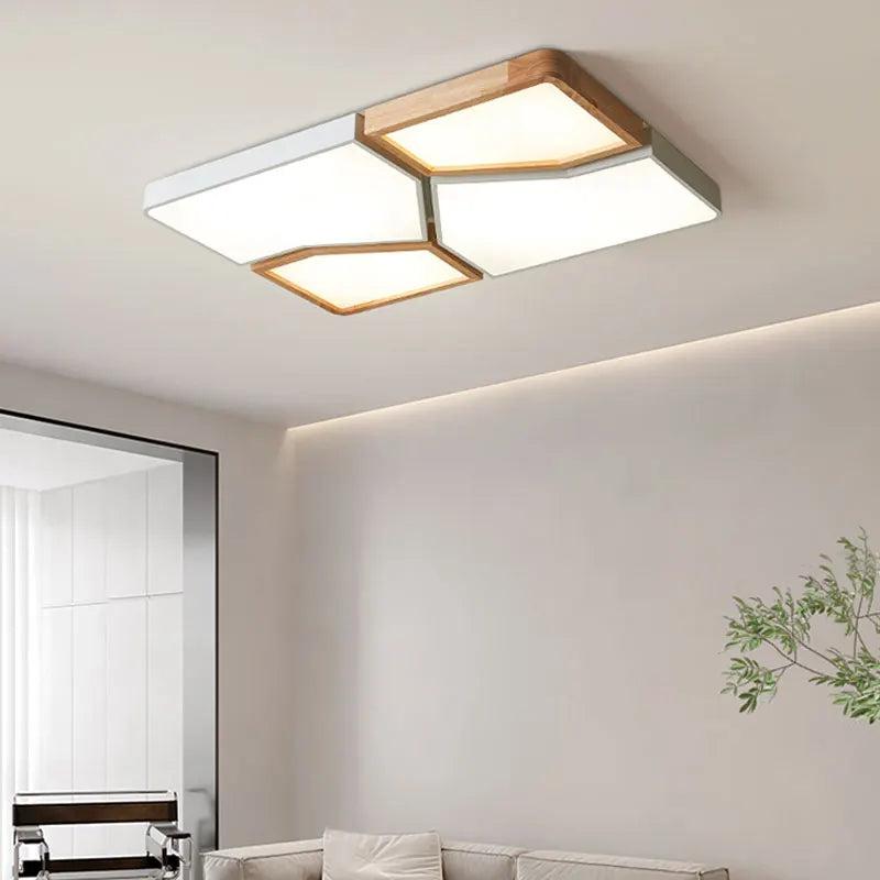 Geometra - Nordic Style Geometric Ceiling Light with Wood Finish