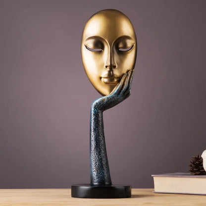 Abstract Face and Hand Resin Sculpture