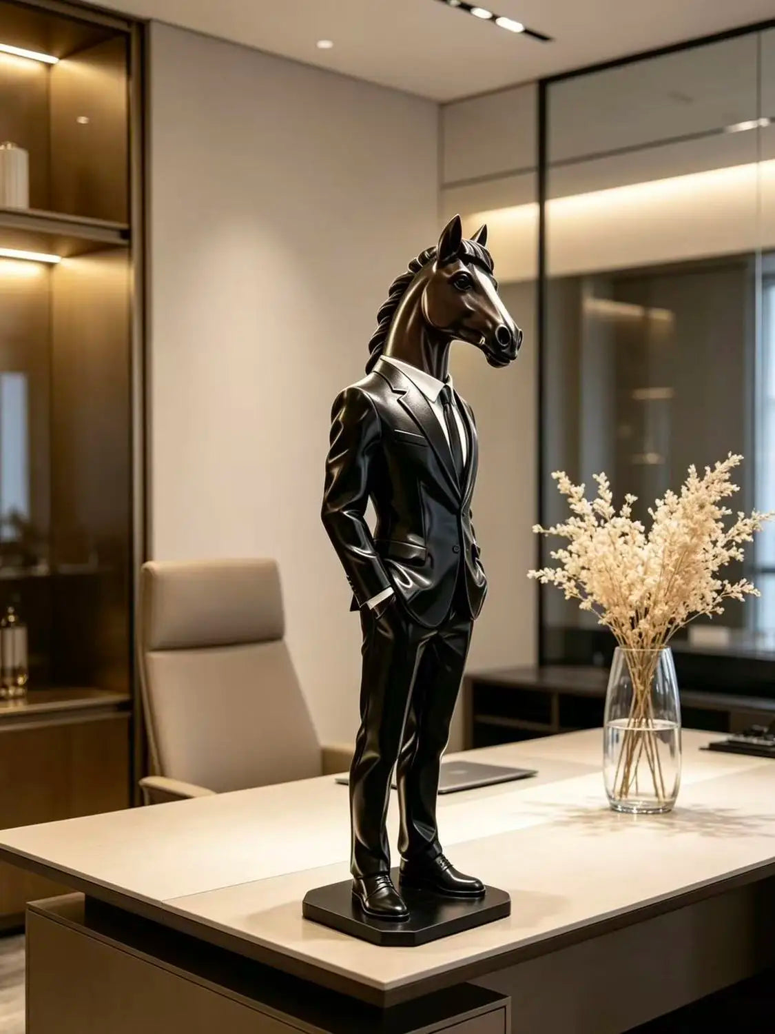 Suited Horse Resin Sculpture