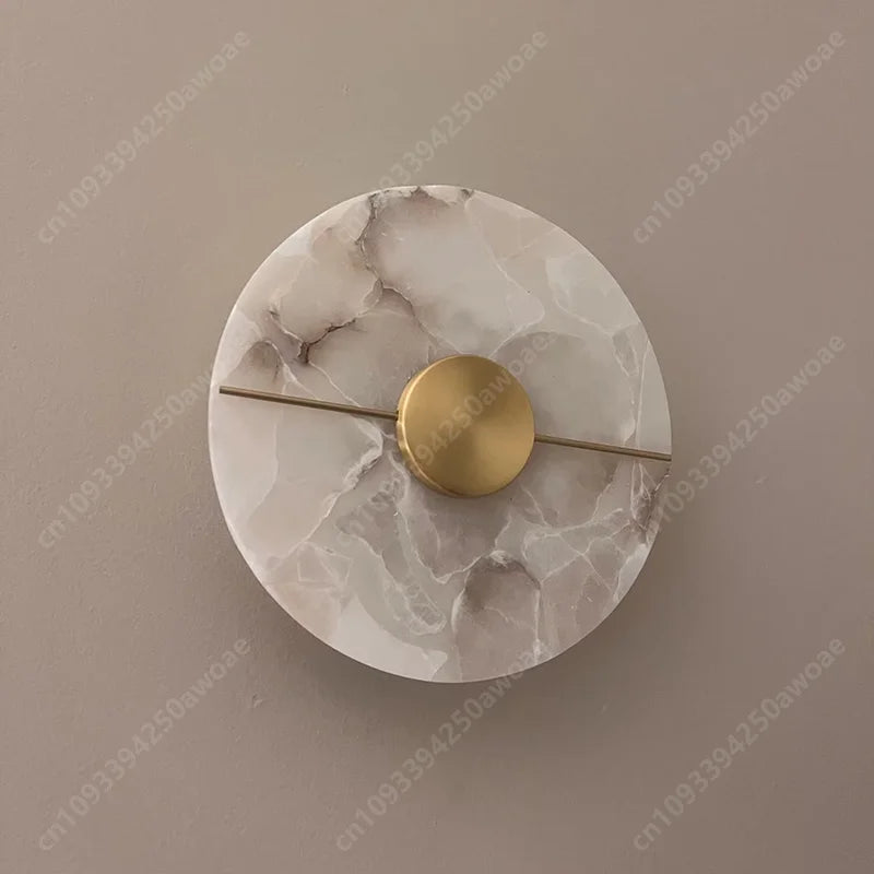 Round Alabaster Marble Wall Sconce