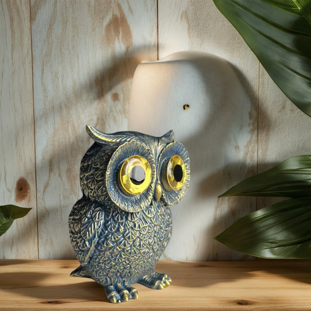 Big-Eyed Owl Figurine – Antique Blue Bronze