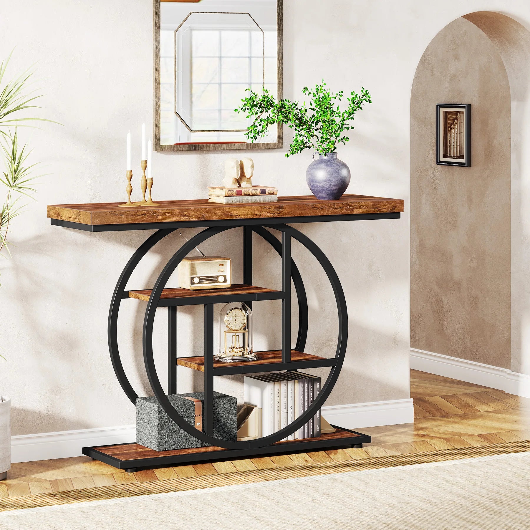 Modern Iron &amp; Wood Entrance Table