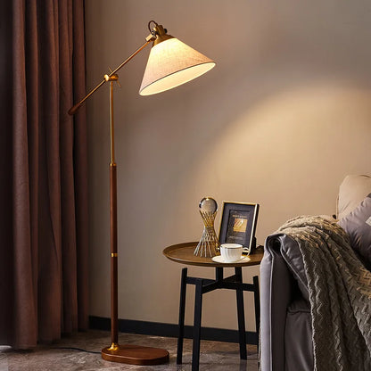 The Nordica - Walnut Wood &amp; Brass Floor Lamp
