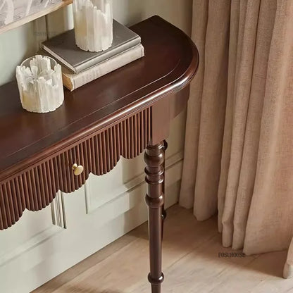 Semicircular Solid Wood Entryway Console Table