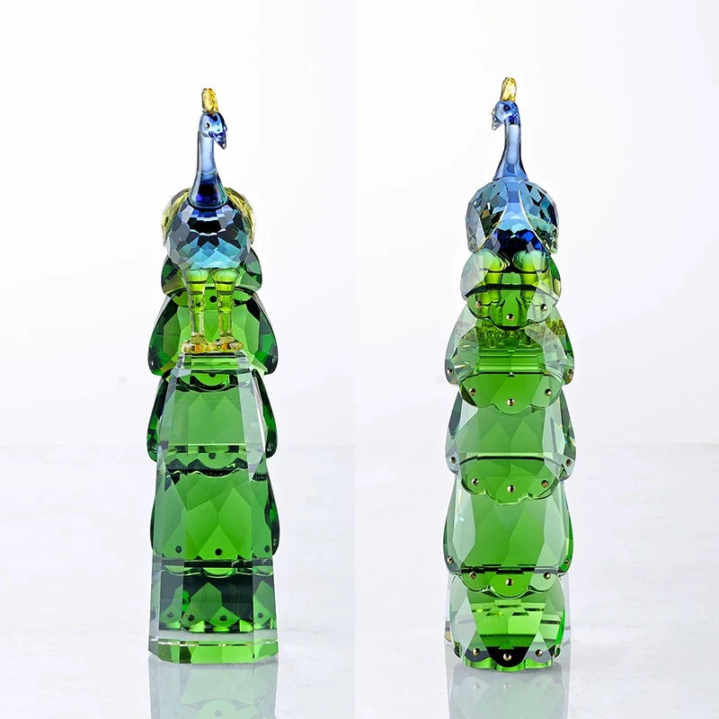 FACETED CRYSTAL PEACOCK SCULPTURE