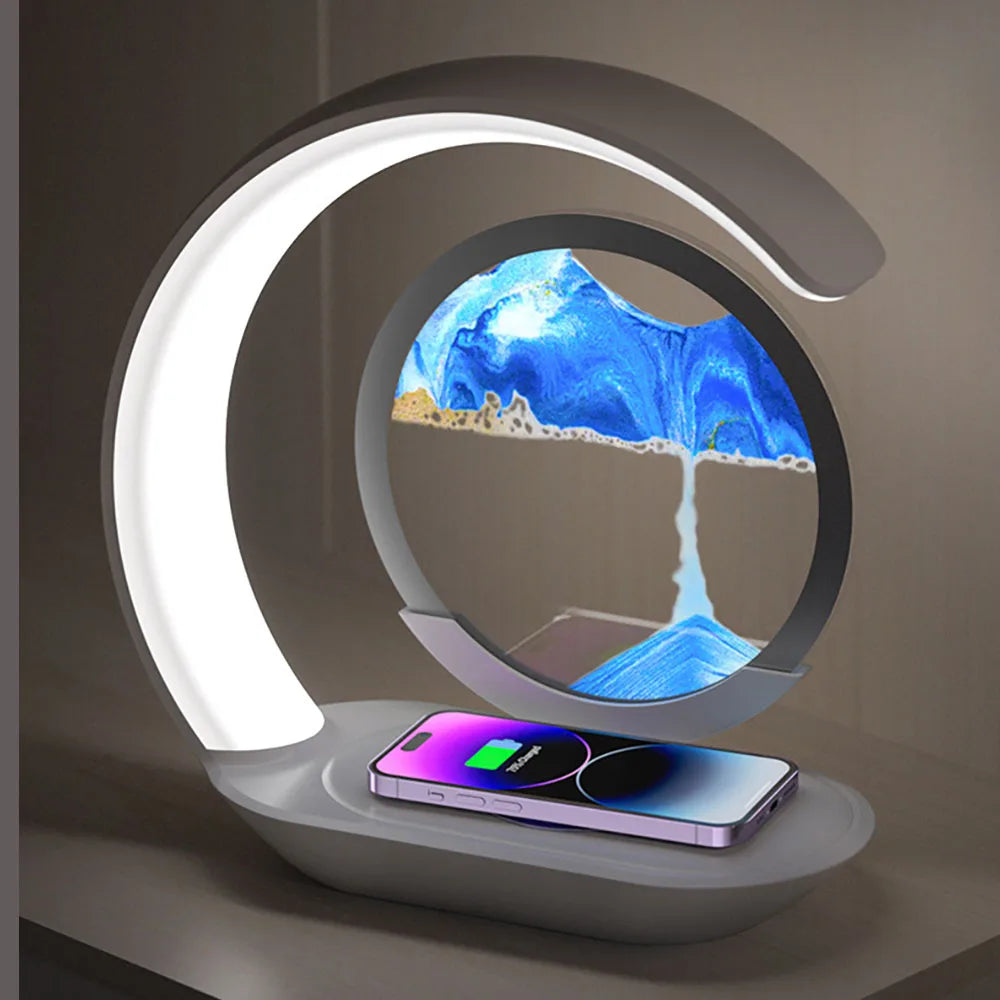 ZenFlow™ Wireless Charging Hourglass Lamp