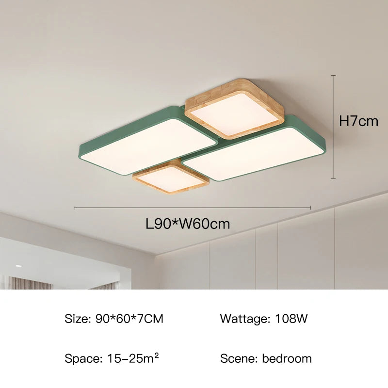 Geometra - Nordic Style Geometric Ceiling Light with Wood Finish
