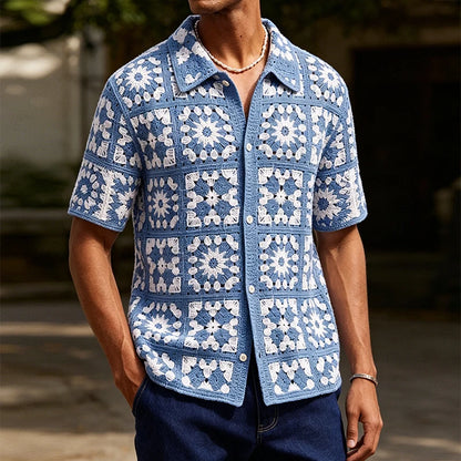 Floral Crochet Knit Shirt