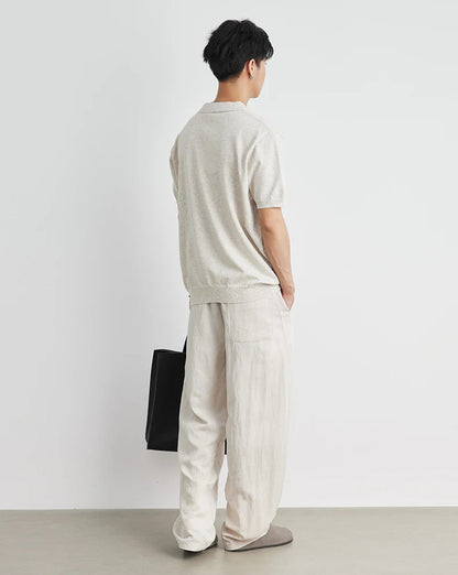 Woven Lapel Polo Shirt